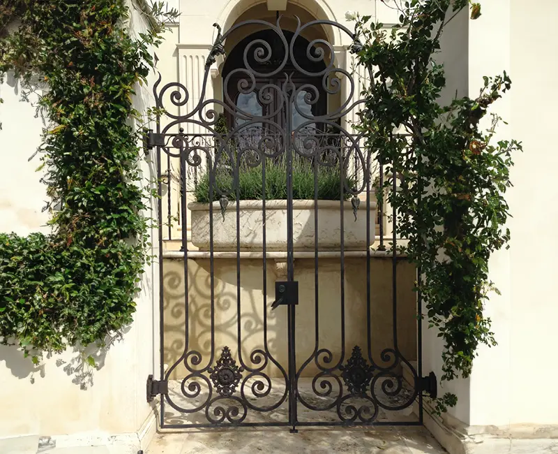 Hand Forged Iron Front Entry Gate near Balboa Island