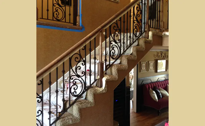 Interior Staircase Iron Railing near La Palma, California