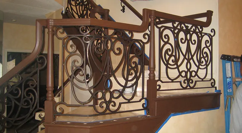 Wooden Staircase Railing with Iron for Anaheim, CA